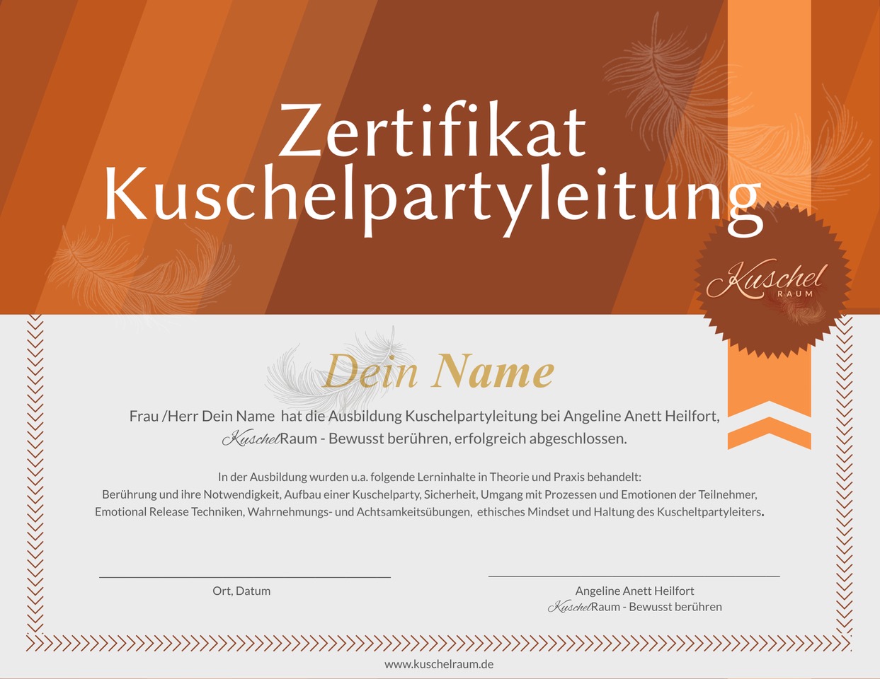 Zertifikat Kuschelpartyleitung